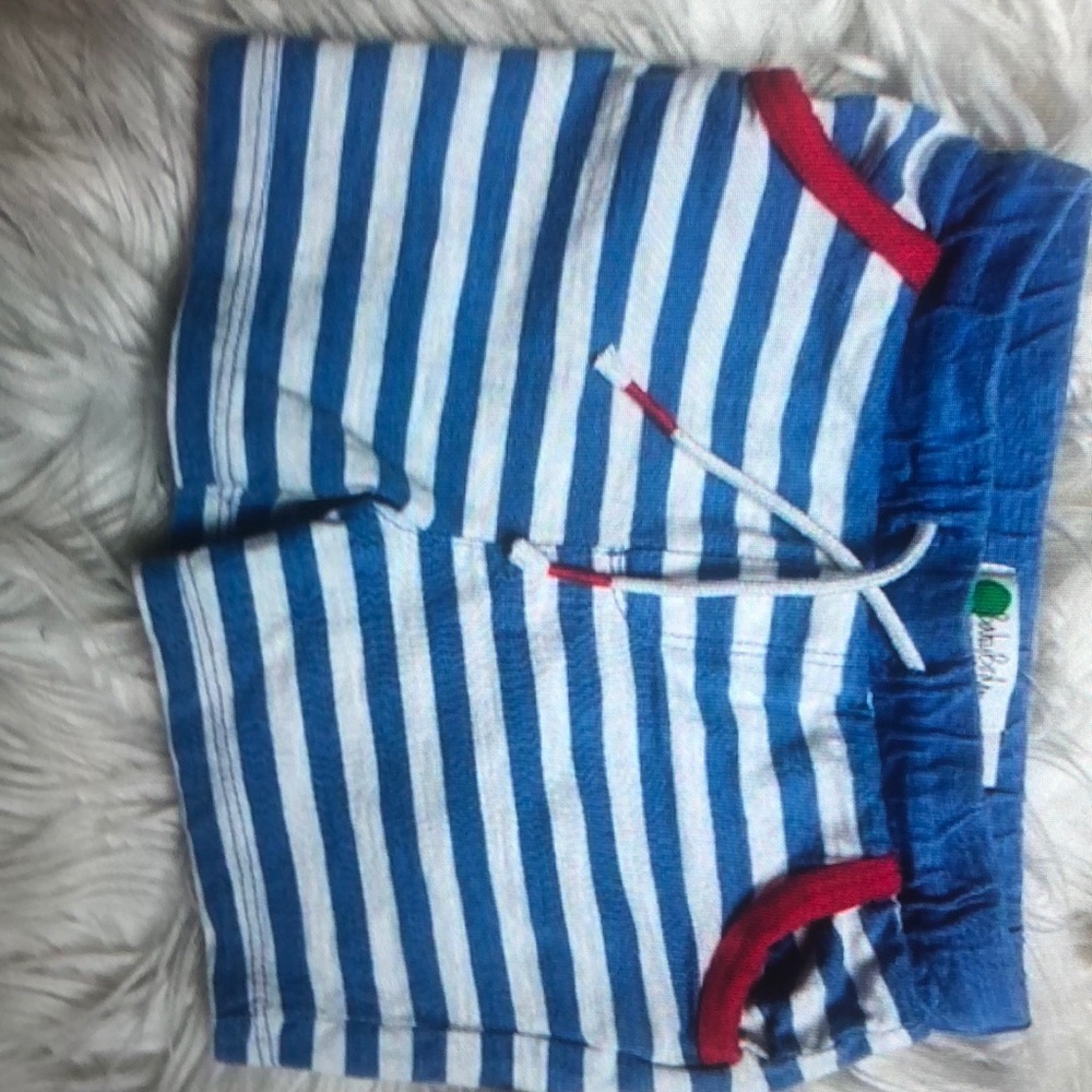 Baby boden blue white striped shorts